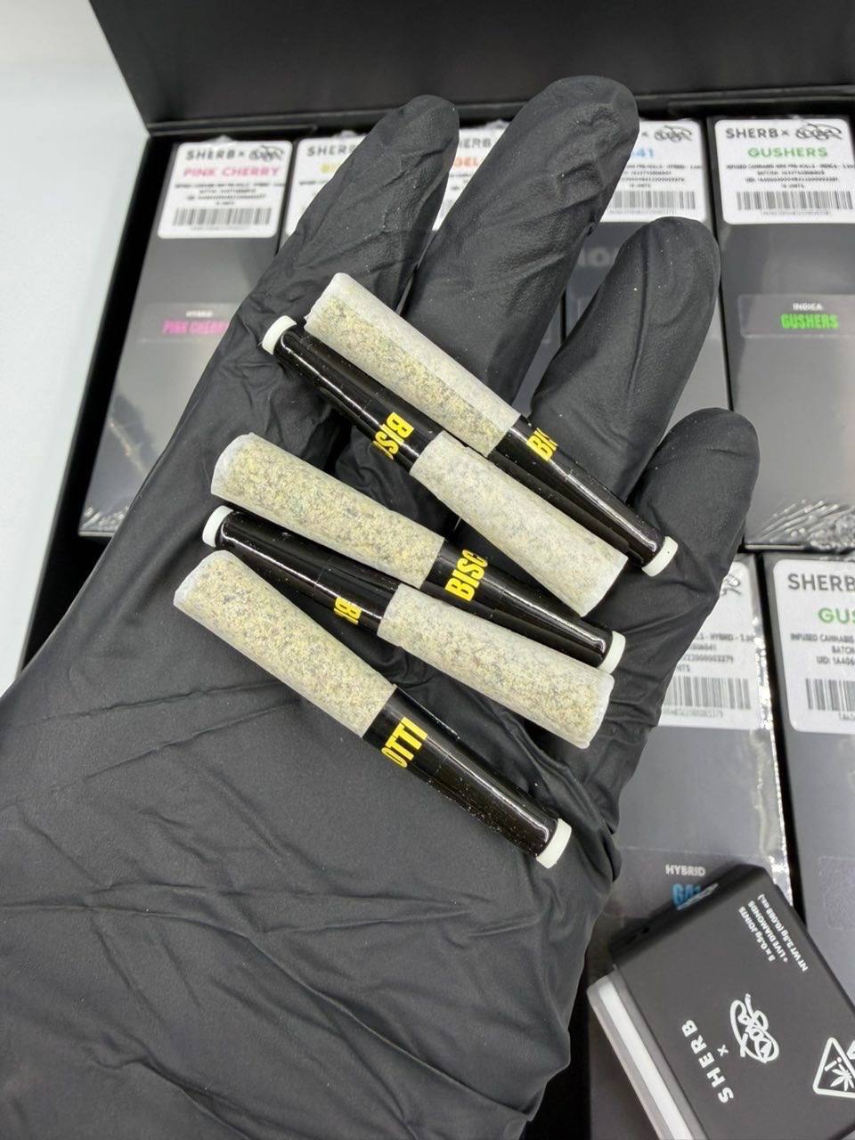 Sherbenski X Doja 5 pack pre rolls with live rosin